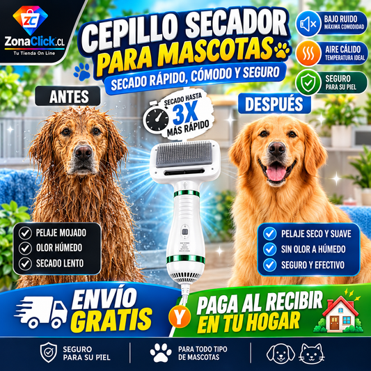 🐾Cepillo Secador Pelo Mascotas 2 En 1 🐶ENVÍO GRATIS 💵 PAGA AL RECIBIR 🏠