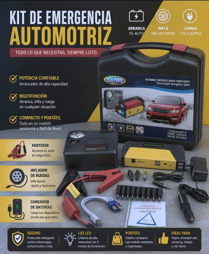 🚨KIT EMERGENCIA: ⚡Partidor de Bateria Auto Multifuncional + Inflador🛞 de Regalo 🚚ENVÍO GRATIS + PAGA AL RECIBIR🏠