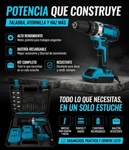 SET TALADRO INALAMBRICO 48V CON MALETA Y ACCESORIOS + 2 BATERÍAS