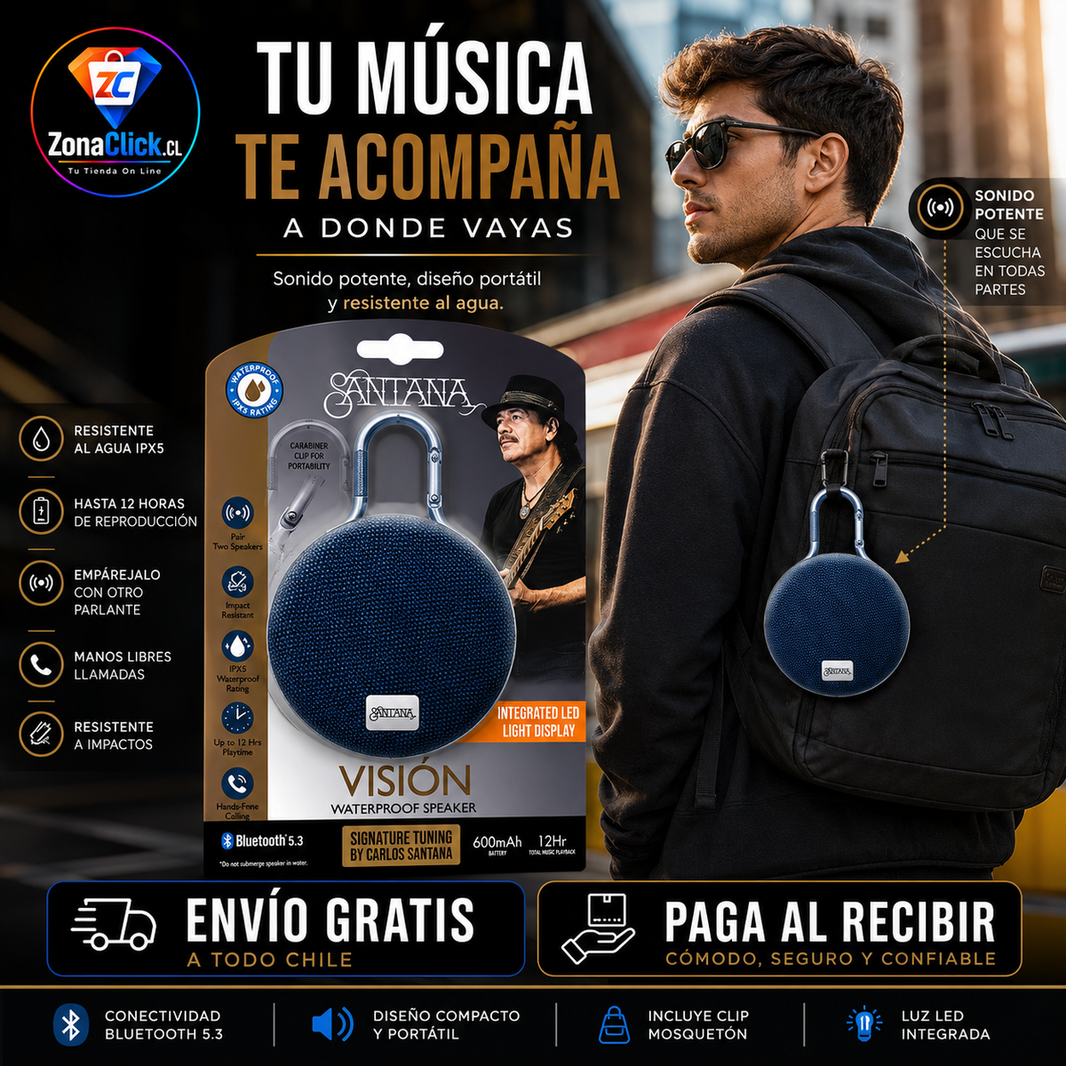 Parlante Santana Visión Parlante Bluetooth 5.3 🎶 🚚ENVÍO GRATIS + PAGA AL RECIBIR 🏠
