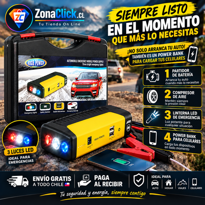 🚨KIT EMERGENCIA: ⚡Partidor de Bateria Auto Multifuncional + Inflador🛞 de Regalo 🚚ENVÍO GRATIS + PAGA AL RECIBIR🏠