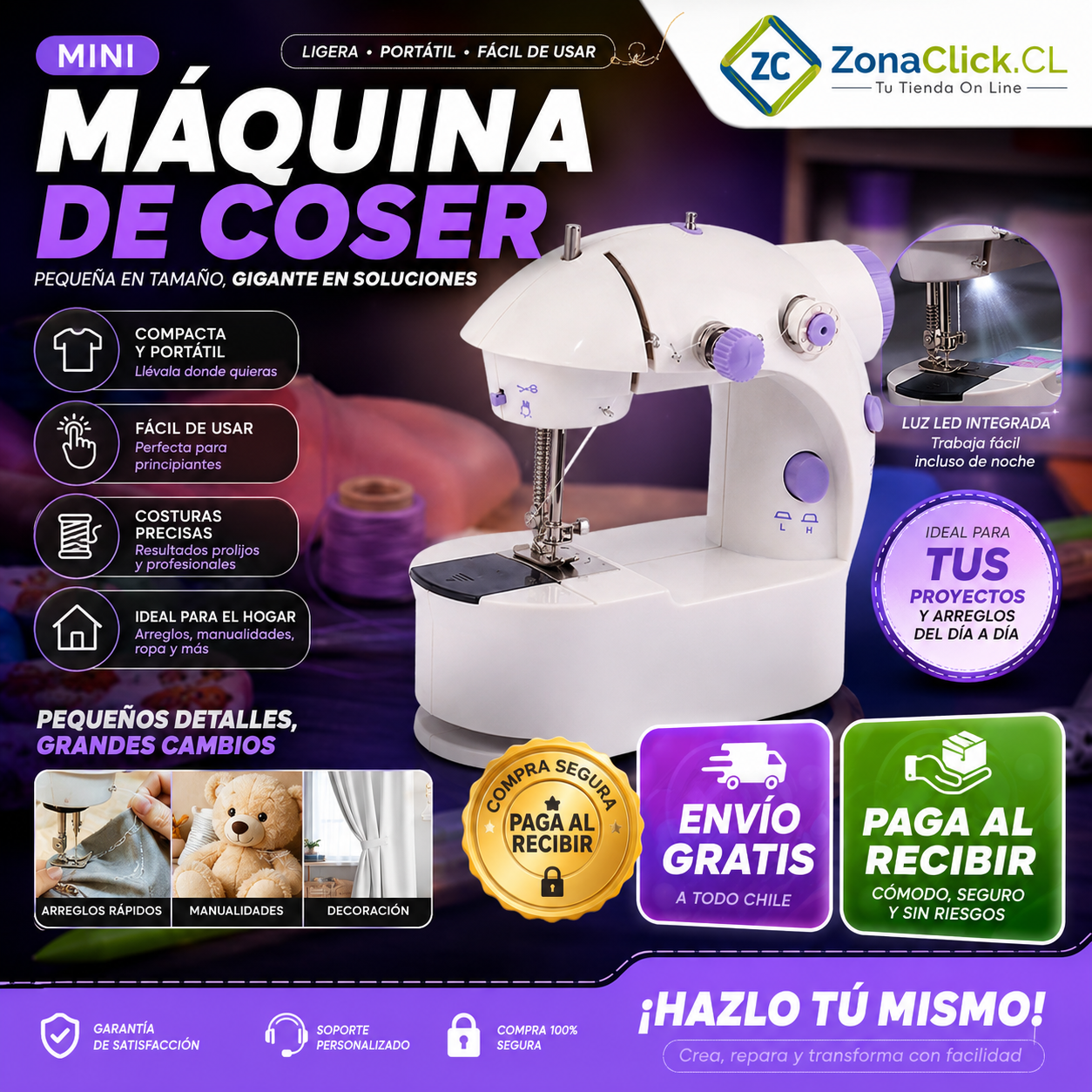 Mini Máquina de Coser Eléctrica Multifunción + ENVÍO GRATIS + PAGA AL RECIBIR