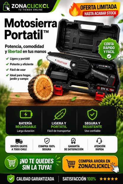 Kit Mini Motosierra Inalámbrica 48v 2 Baterías + ENVÍO GRATIS