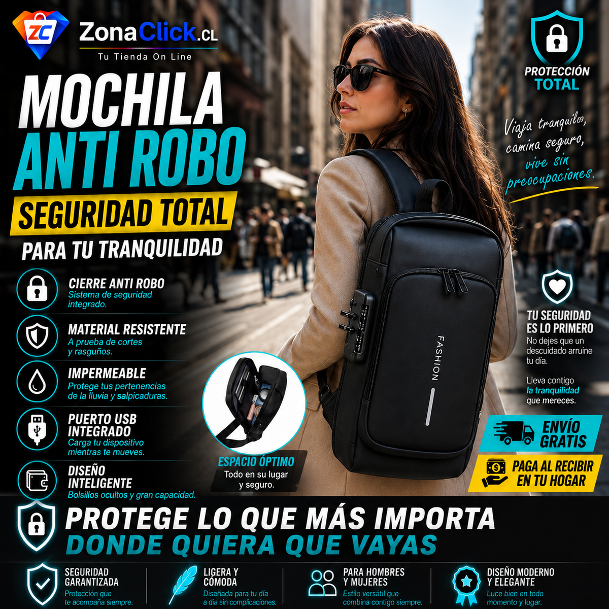 🛡️ Bolso Antirrobo🔒: La Protección Que Necesitas, Con Estilo✨ ENVÍO GRATIS🔥