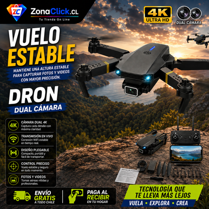 Dron E88 Pro Dual Camera ™ 4K + 🚚ENVÍO GRATIS + PAGA AL RECIBIR 🏡