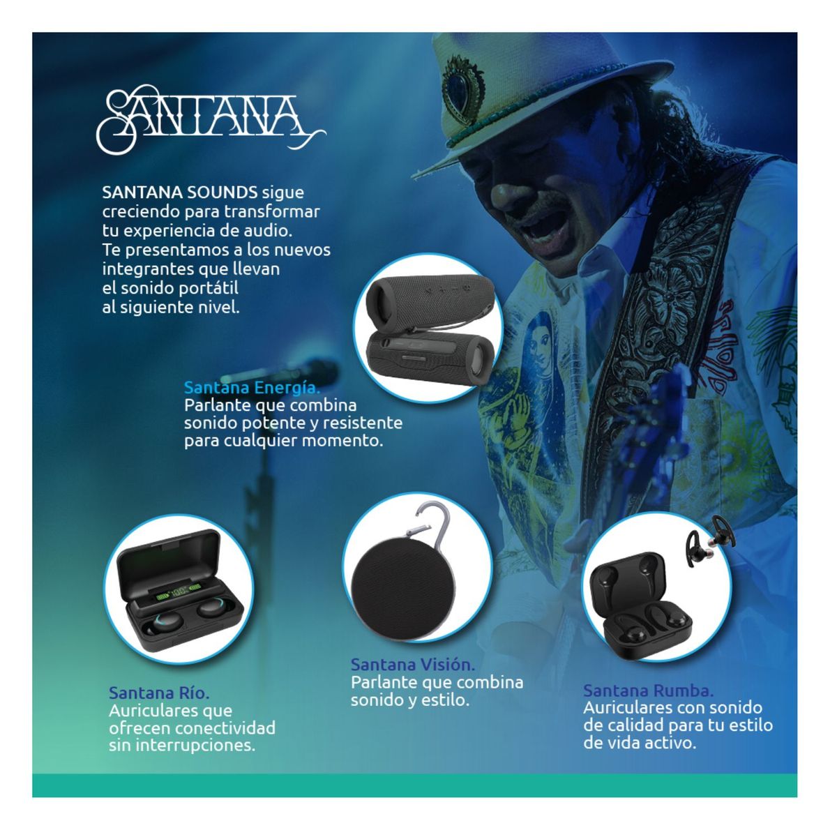 Parlante Santana Visión Parlante Bluetooth 5.3 🎶 🚚ENVÍO GRATIS + PAGA AL RECIBIR 🏠