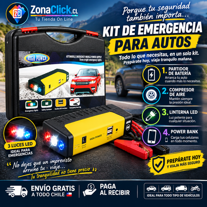 🚨KIT EMERGENCIA: ⚡Partidor de Bateria Auto Multifuncional + Inflador🛞 de Regalo 🚚ENVÍO GRATIS + PAGA AL RECIBIR🏠