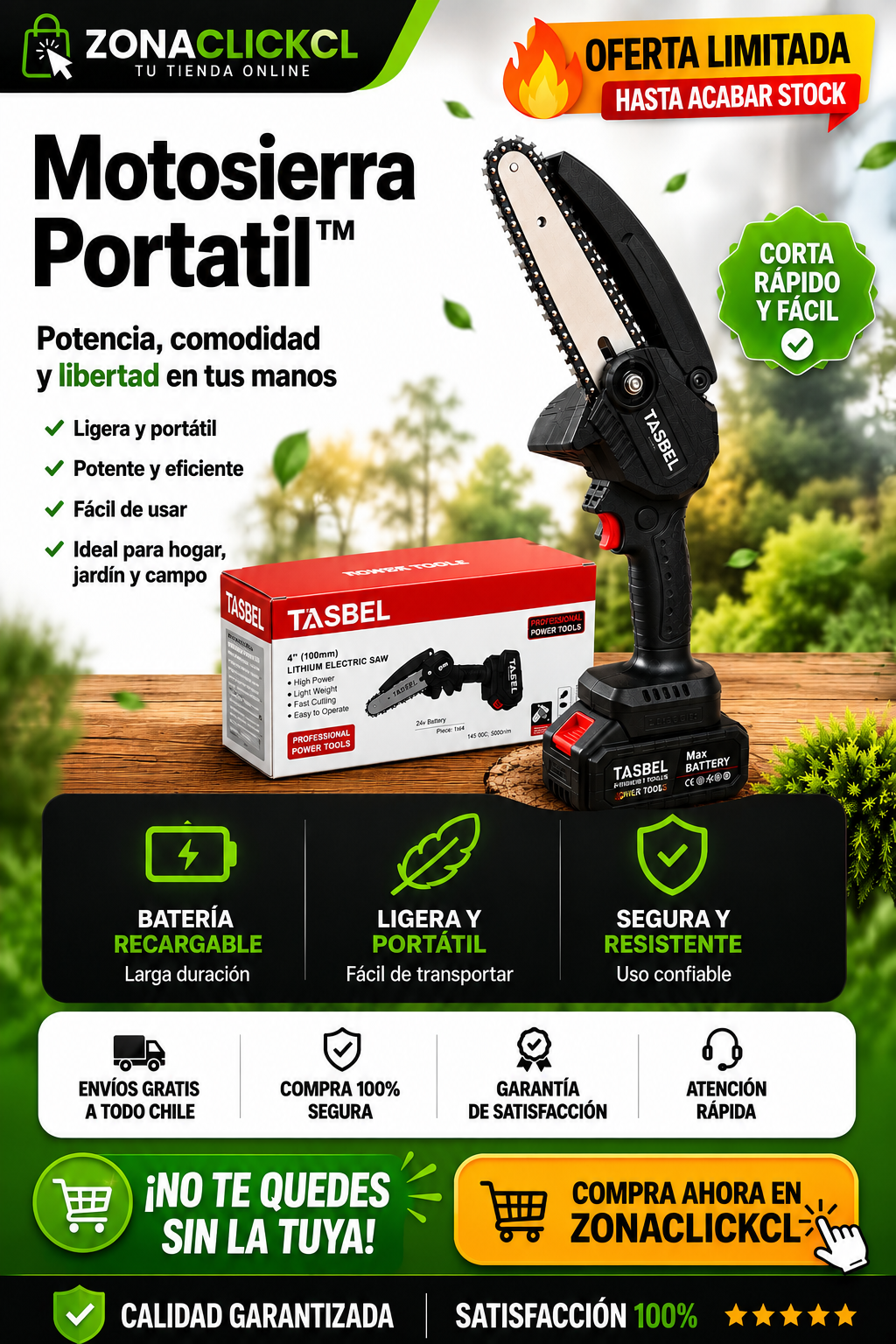 Mini Motosierra Inalámbrica 1 Batería + ENVÍO GRATIS