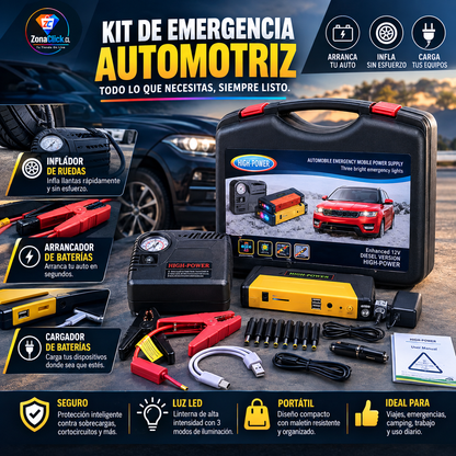 🚨KIT EMERGENCIA: ⚡Partidor de Bateria Auto Multifuncional + Inflador🛞 de Regalo 🚚ENVÍO GRATIS + PAGA AL RECIBIR🏠