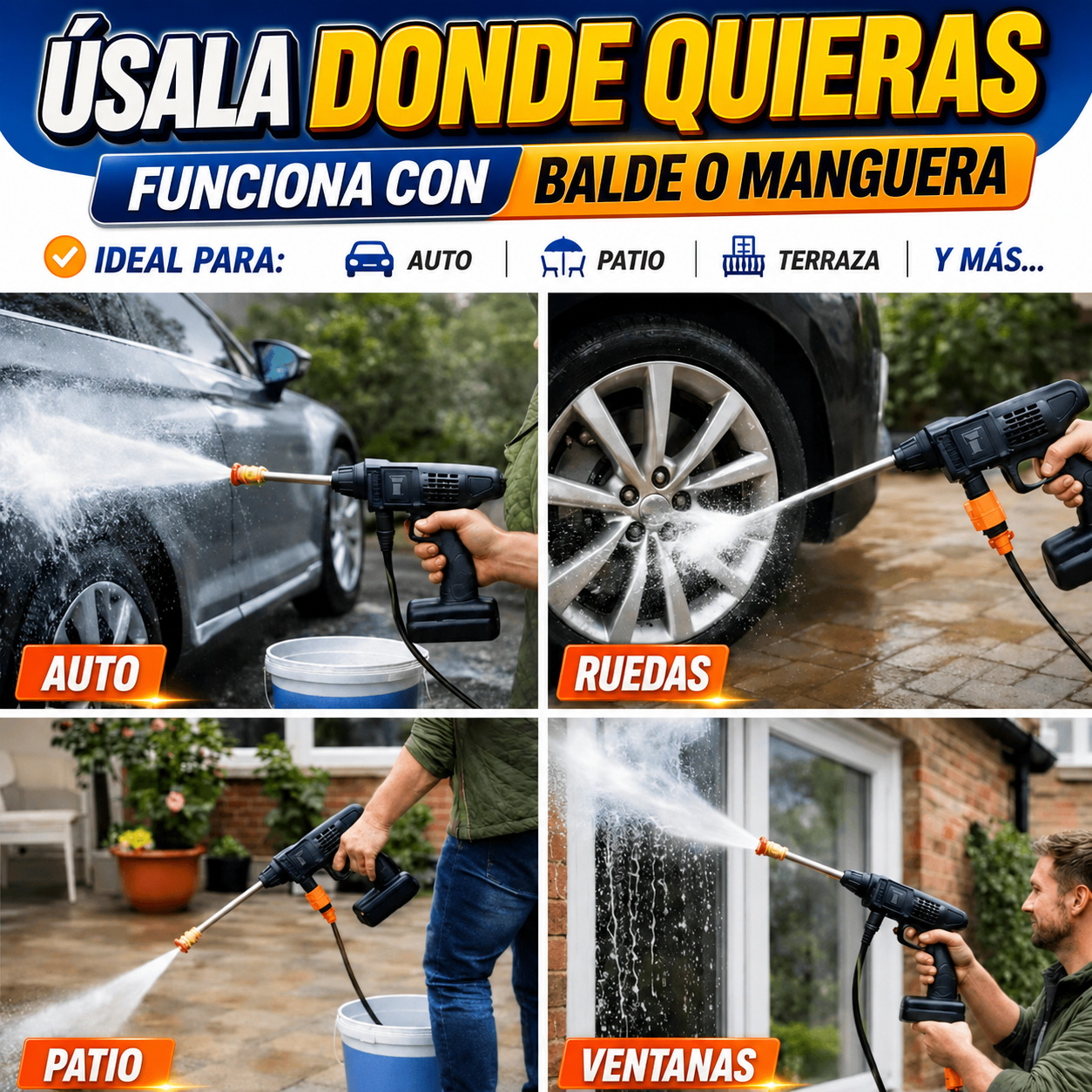 Kit de Limpieza 2 en 1: Hidrolavadora + Aspiradora Portátil - ENVÍO GRATIS