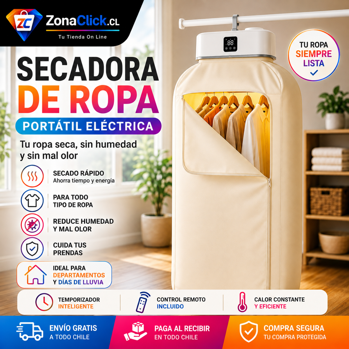 SECADORA DE ROPA PORTATIL 🚚 ENVÍO GRATIS + PAGA AL RECIBIR 🏡
