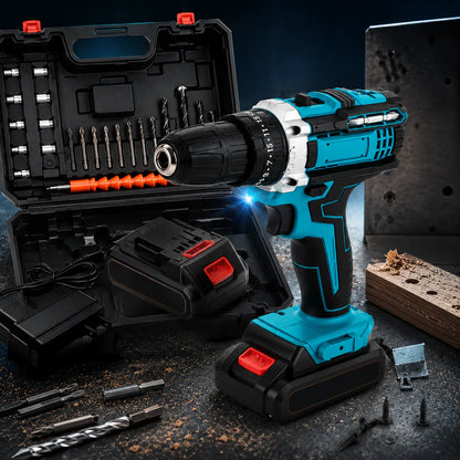 SET TALADRO INALAMBRICO 98V + 2 BATERÍA Y ACCESORIOS + ENVÍO GRATIS