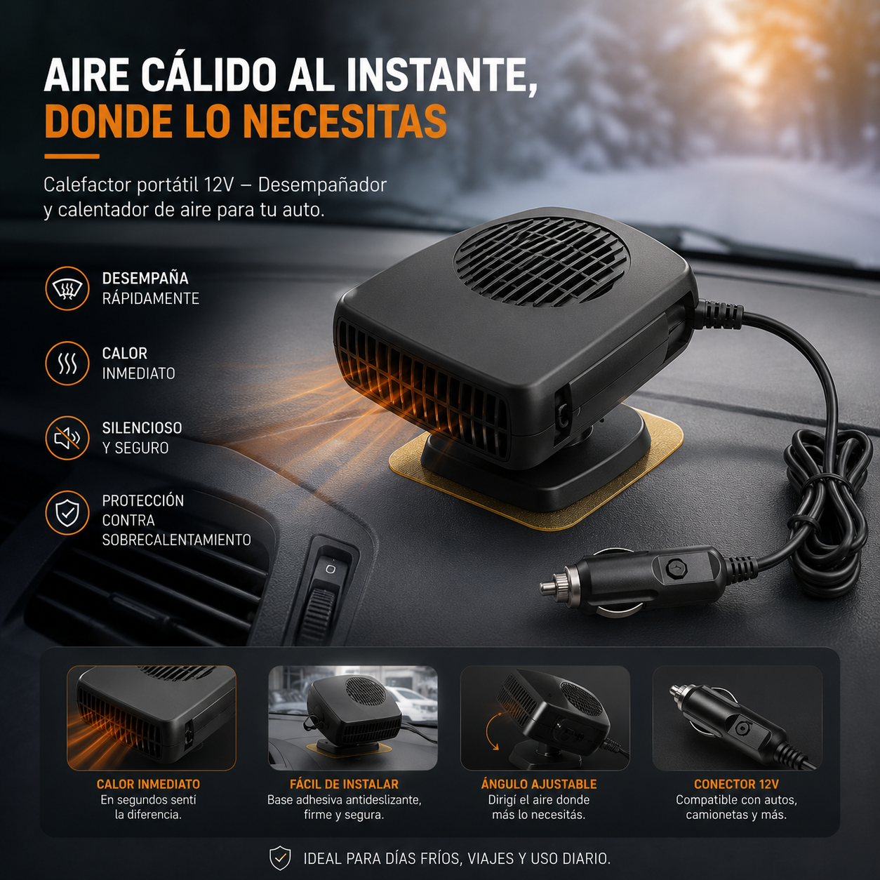 🔥CALEFACTOR Y VENTILADOR DE AUTO + ENVÍO GRATIS 🚘